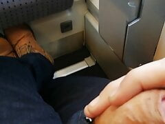 Wanking cock in train