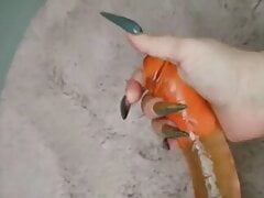 Dildo HandJob with extrem Long nails