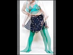 My pic green bra & stocking Crossdresser