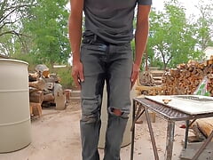Pissing my jeans 9 times while doing yard work