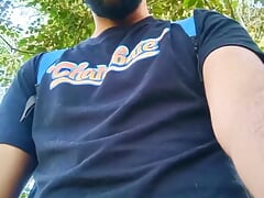 Big Uncut Cock Latino Jerking Outdoors in the Woods and Eating His Tasty Cum Careful Not to Get Caught