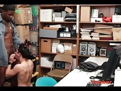 Security office: latin thief enjoys getting fucked & sucking
