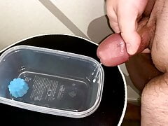 Small Penis Trying To Cum In A Plastic Pot And Piss On It