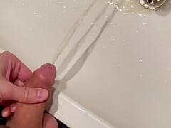 Pissing and masturbate in the toilet