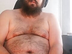 Fat young bear talks about his last gaining dream and cums