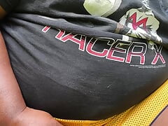 SsecnirpNailati jerking off on a sunny day in a Racer X Graphic Tee