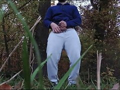 Gay BIG Cock OUTDOOR - Masturbating OUTSIDE with pants down