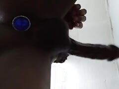 Malay guy masturbate his big cock while using buttplug