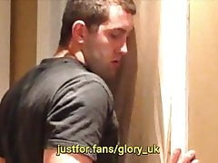 Cute guy visits the gloryhole with face close-up