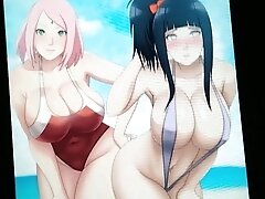 Sakura and hinata cum tribute