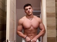 Hot muscle guy changing clothes
