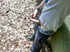 Jerking off my cock in the woods