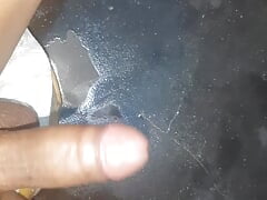 Sperm with oil in bathroom