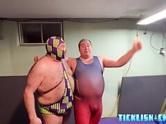 Old man Stocky wrestles and tickles chubby bear Matt