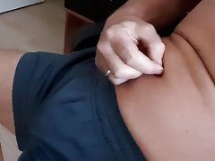 Sticking a linger needle in my Navel
