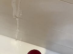 A little fun with my cock in the shower in slow motion