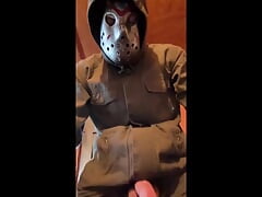 You won't run away from me! The MASKED man cums and moans from orgasm! Horror