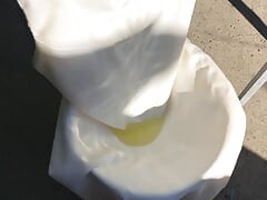 Cell Phone Video of Gorgeous White Satin Gown getting Peed on