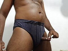 Indian uncle underwear and sarong black cock