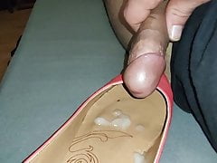 Slowmo cumshot into red shoes 2 big squirts