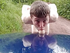 Young twink naked in public training his throat sissyfaggotbilly