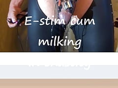 Estim cock milking with chastity cage