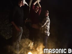 MasonicBoys Initiate Cole Blues genitalia massaged by DILF