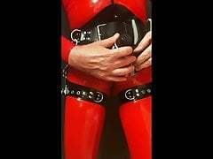 Red latex, rubbered balls