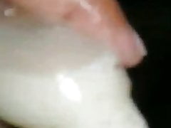 My friend big cock jerking and fill condom with milky cum