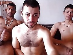 3 Handsome Colombian Boys Fuck & Double Sucking On Cam