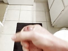 Spraying a load across the bathroom
