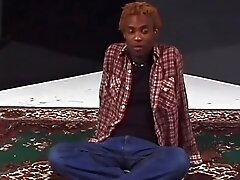 Two naughty gay black men have sex in the floor