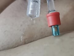 Playing with my catheter and cock and cum