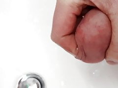 Precum flowing out of pumped dick