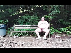 Jerking off on a park bench