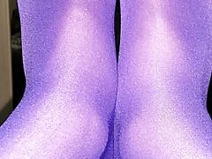 40V Purple Pantyhose and Blue toenails